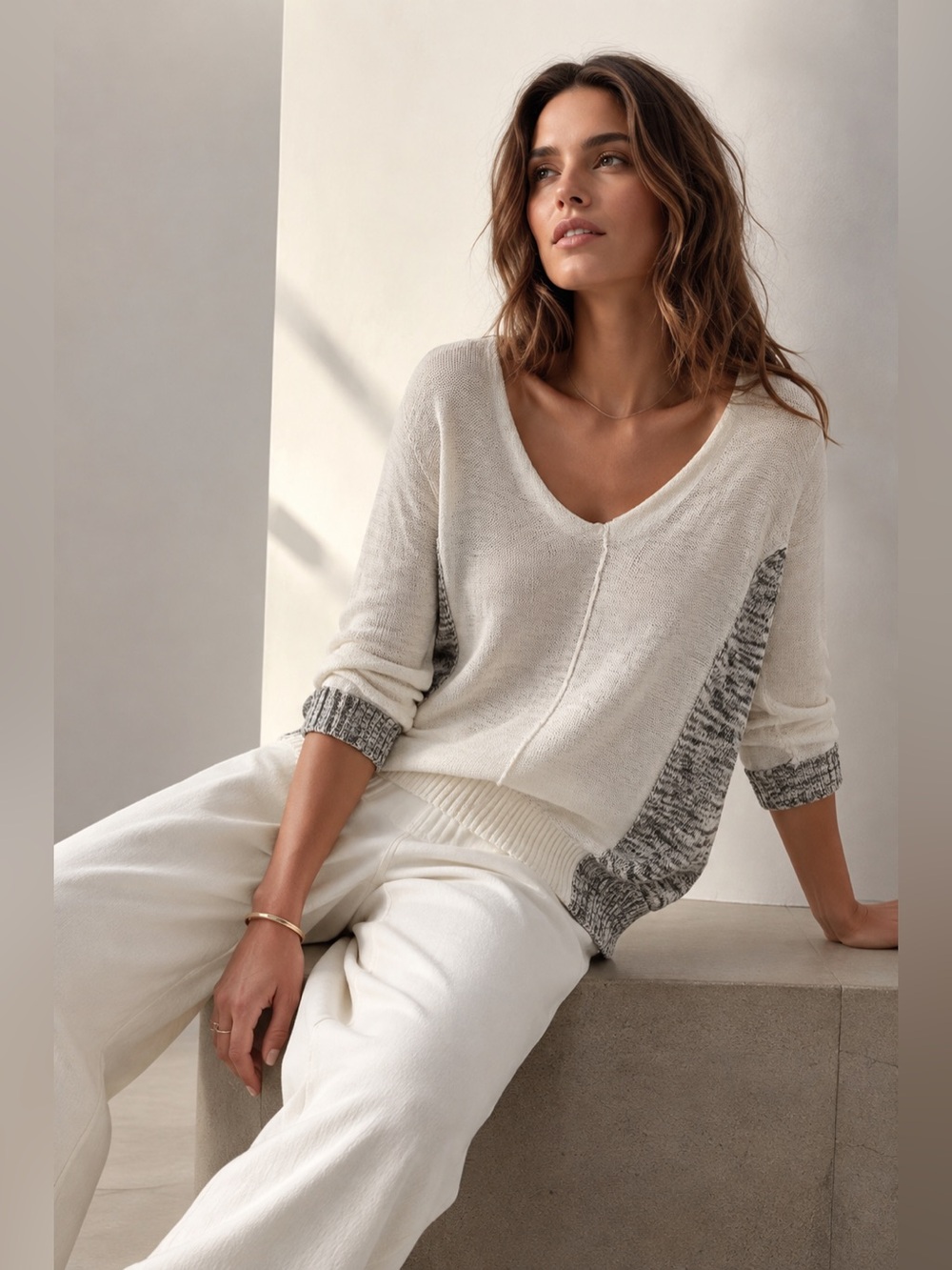 Michael Stars 100% Cotton Colourblock Knit Sweater | Size 2 (Fits M/L)